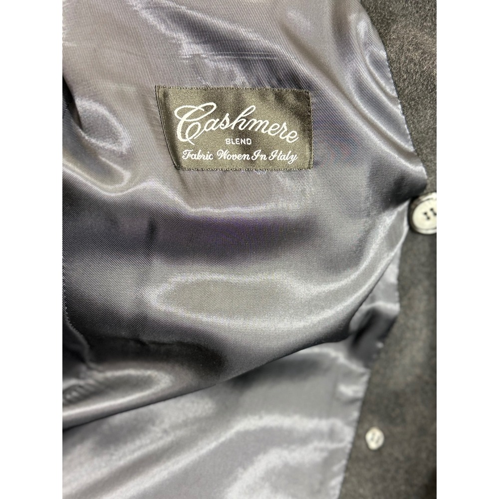 Vintage Ron Chereskin Cashmere Blend Overcoat 42R Black Double Breasted Italy - Picture 4 of 10